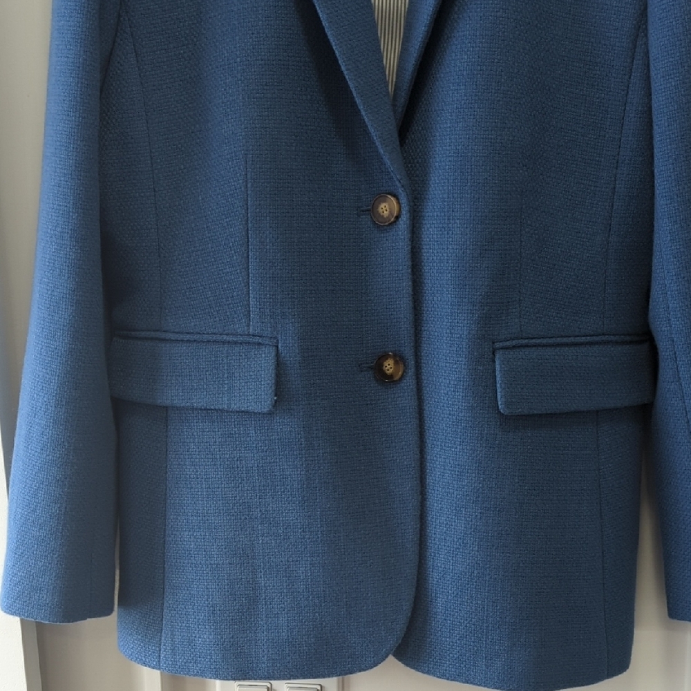 Ann Taylor Tweed Blue Blazer Jacket Size 8 - Picture 9 of 13